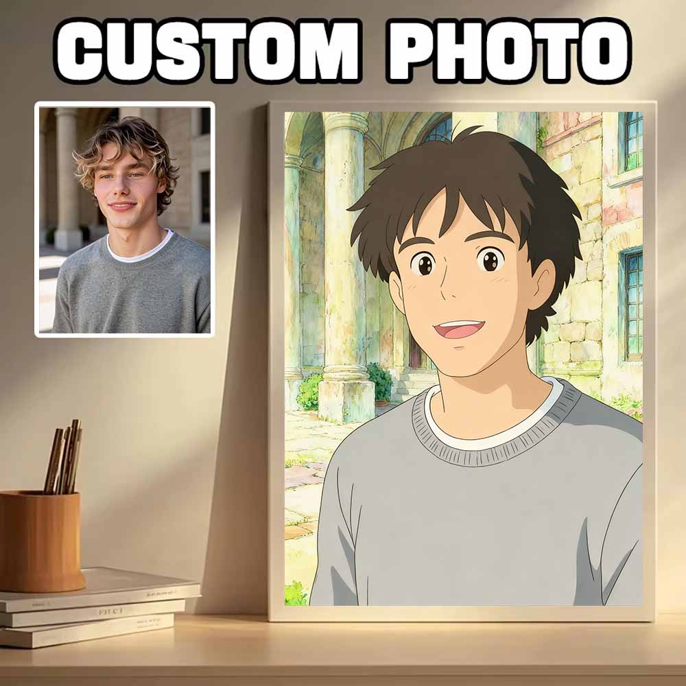 Japanese Family Lifestyle - パーソナライズされたカスタムメイドの日本のアニメ風キャラクターポートレートキャンバスプリント、カップル、家族、結婚式、ペット、漫画ポスター、家の装飾
