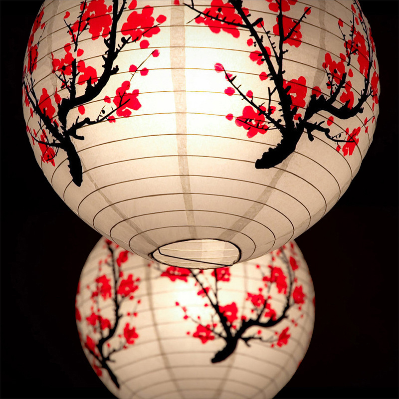 Japanese Lantern Paper - 1PC 梅提灯中国和風ハンギングランプ屋外ガーデン結婚式ホリデーパーティーの装飾