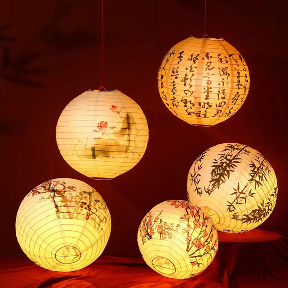 Japanese Lantern Paper - DIYオリエンタルペーパーランタンバルクパック、伝統的なアジアのテーマパーティーの装飾、クリスマス、新年、お祭りのお祝いの飾り