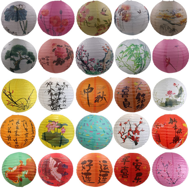Japanese Lantern Paper - 1 ピース 12 インチ 30 センチメートルプリントフラワー紙ランタン中国の新年祭り家の装飾結婚式の雰囲気パーティー用品