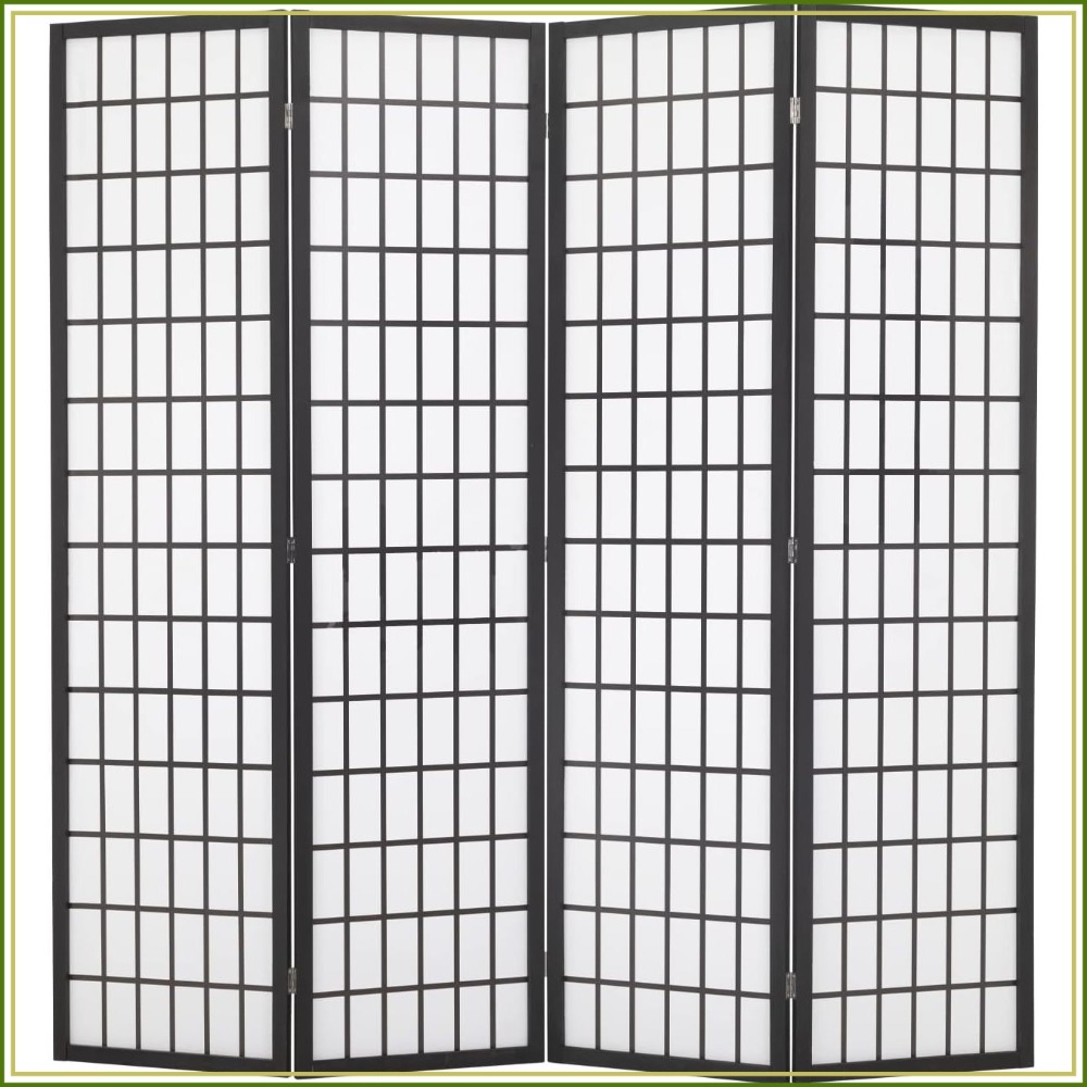 Shoji Screen Divider - 4枚パネルの障子間仕切り、高さ6フィート、自立型プライバシースクリーン、和風、白