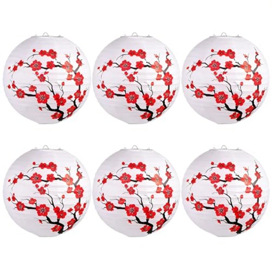 6パック中国の新年の装飾品紙提灯日本の装飾的な吊り下げ式丸型 - Japanese Lantern Paper のレビューと価格