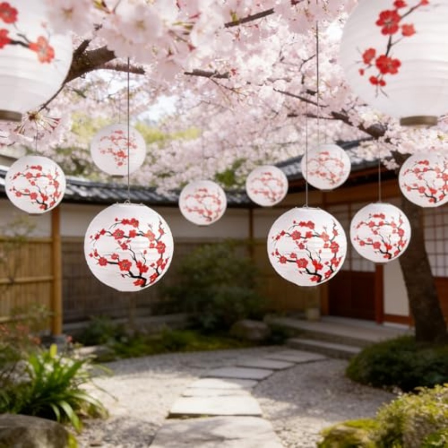 6パック中国の新年の装飾品紙提灯日本の装飾的な吊り下げ式丸型 - Japanese Lantern Paper のレビューと価格