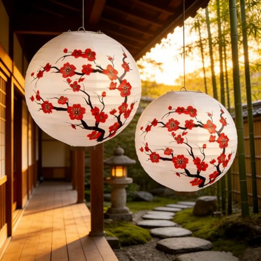 6パック中国の新年の装飾品紙提灯日本の装飾的な吊り下げ式丸型 - Japanese Lantern Paper のレビューと価格