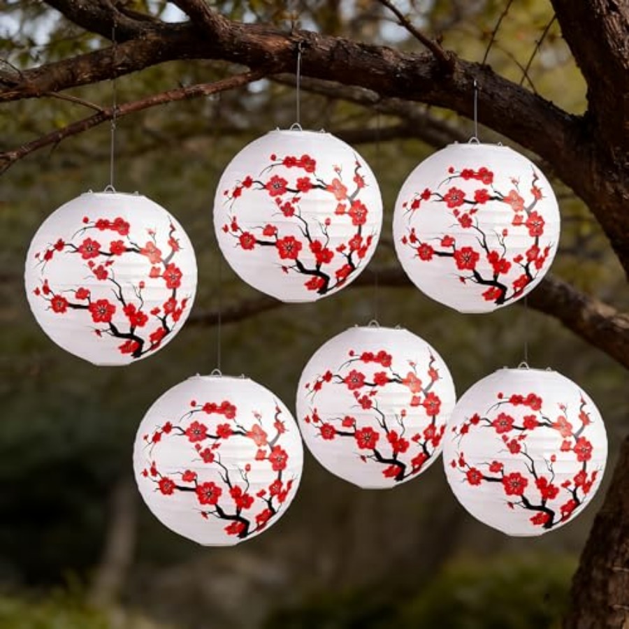 6パック中国の新年の装飾品紙提灯日本の装飾的な吊り下げ式丸型 - Japanese Lantern Paper のレビューと価格