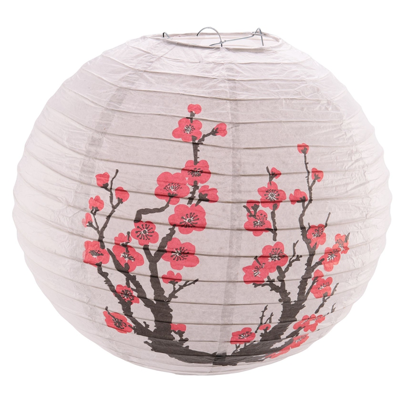 日本の桜中国の提灯、5個セット、赤い桜、12インチ - Japanese Lantern Paper のレビューと価格