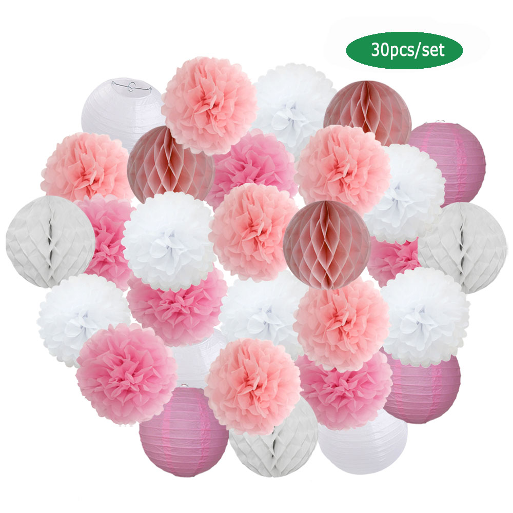 30個/セット ホリデーフェスティバルデコレーション ブルー - Japanese Lantern Paper のレビューと価格