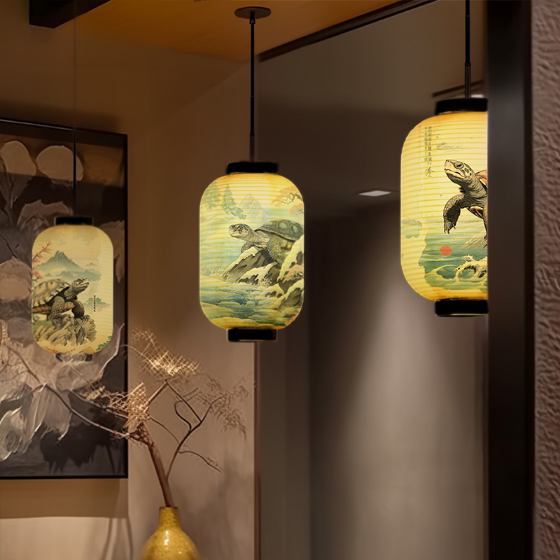 日本の伝統的な布提灯浮世絵スタイル亀プリント提灯レストランパ - Japanese Lantern Paper のレビューと価格