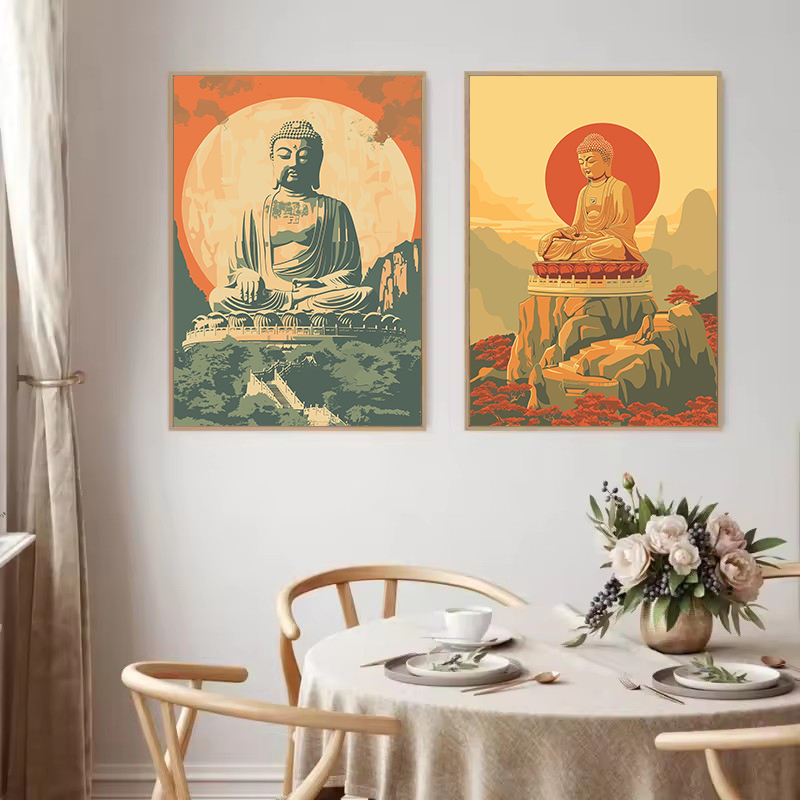 レトロな和風東京仏像瞑想寺院旅行禅ポスターキャンバス絵画壁ア - Japanese Tokyo Lifestyle のレビューと価格