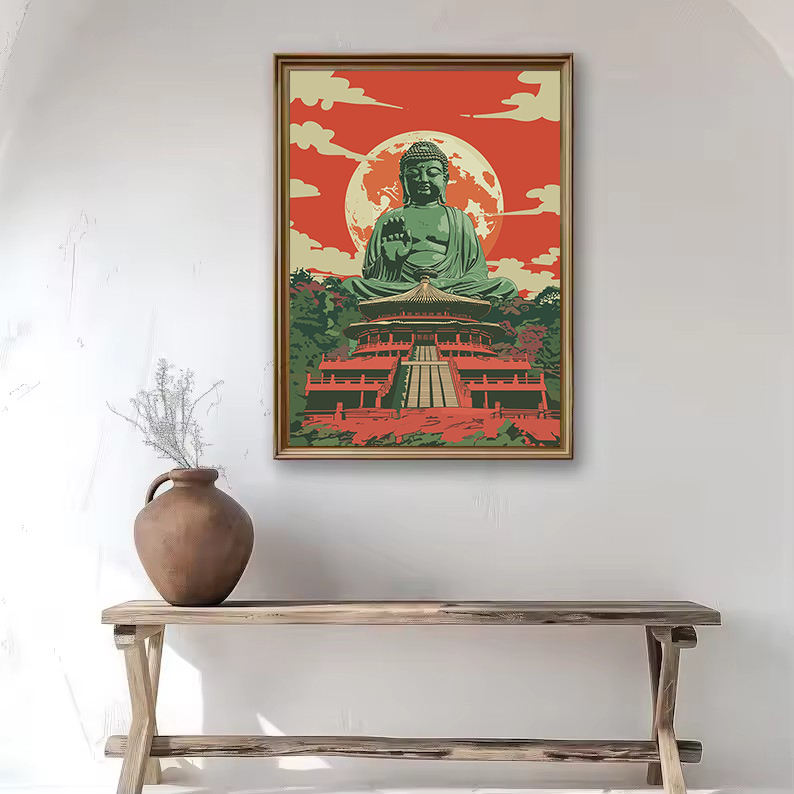 レトロな和風東京仏像瞑想寺院旅行禅ポスターキャンバス絵画壁ア - Japanese Tokyo Lifestyle のレビューと価格