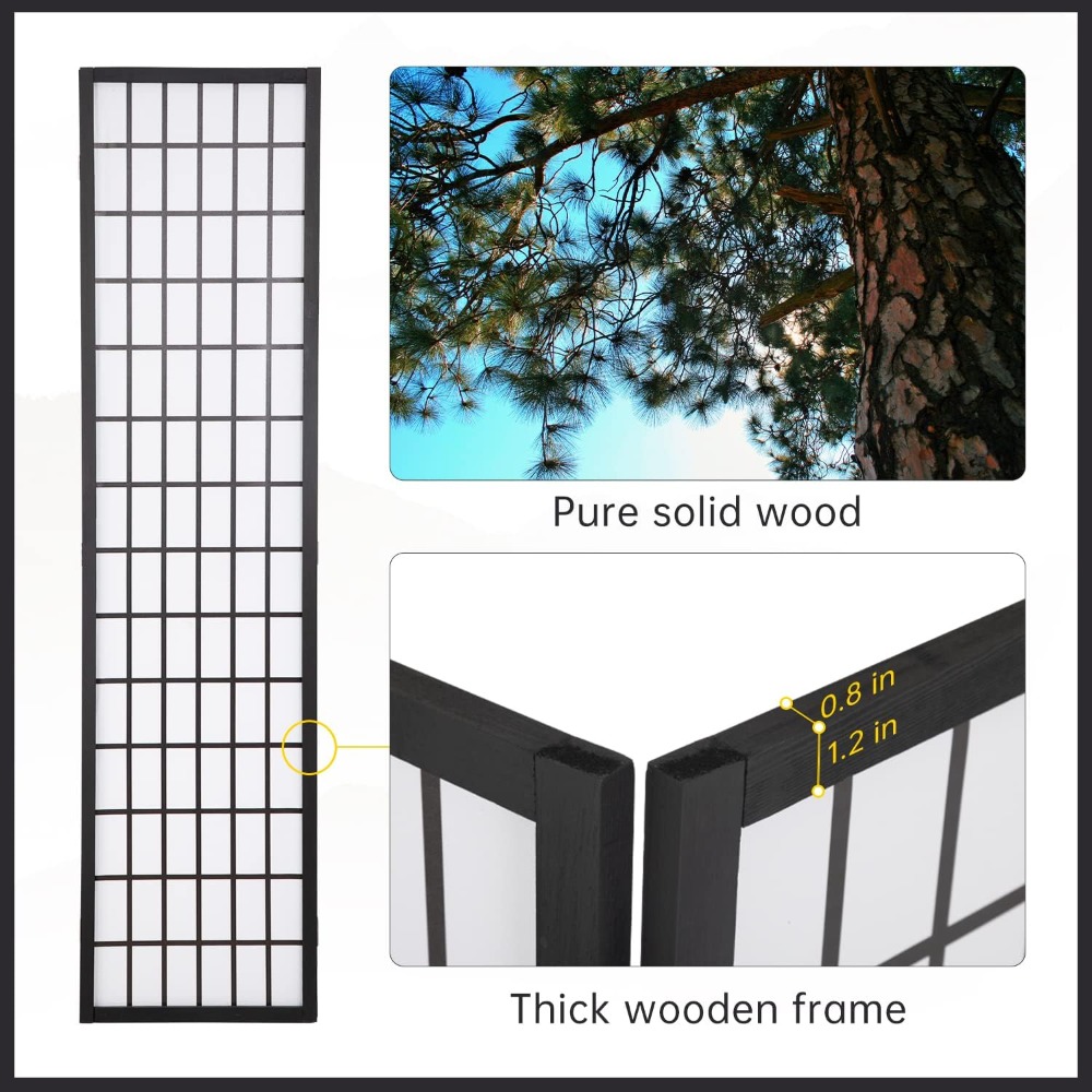 4枚パネルの障子間仕切り、高さ6フィート、自立型プライバシー - Shoji Screen Divider のレビューと価格